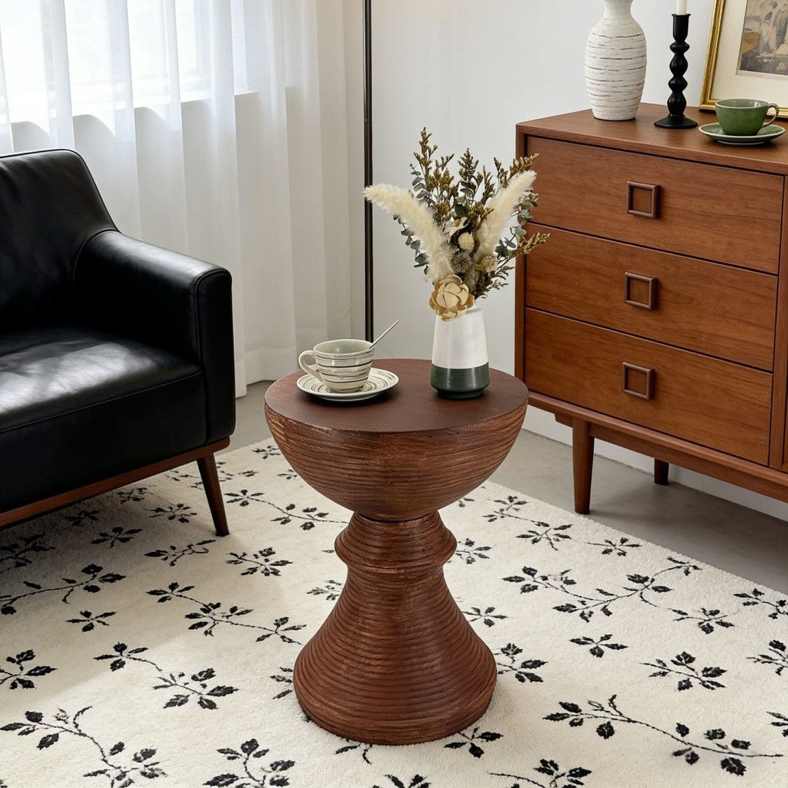 Artistic Rubber Wood Side Table