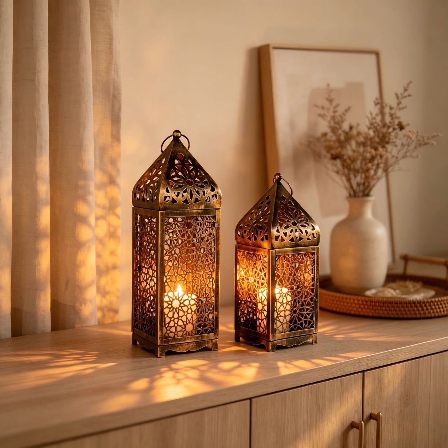 Moroccan Iron Hollow-Out Candle Lantern