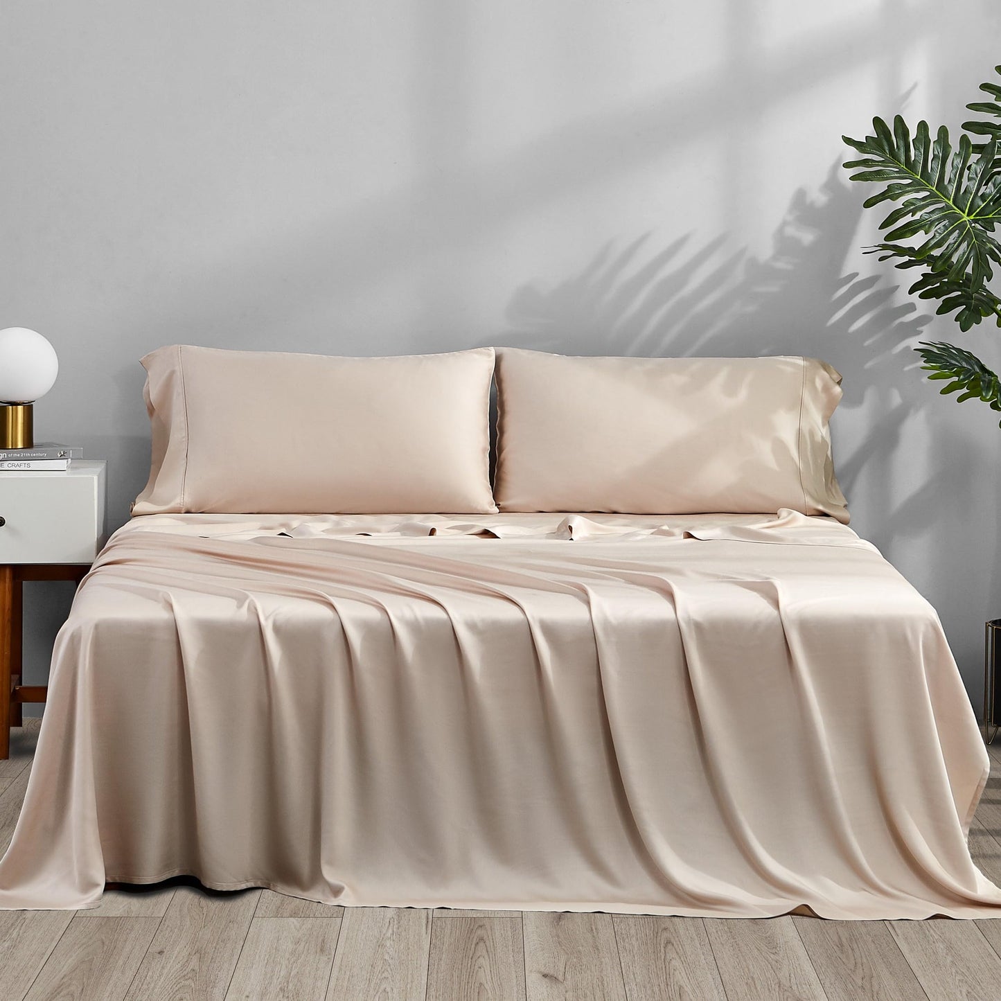 Dluxe Ave. ( TWIN ) 3 Pcs Cooling Sheet Set, 16 inches Deep Pocket, Sand