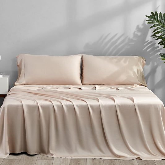 Dluxe Ave. ( TWIN ) 3 Pcs Cooling Sheet Set, 16 inches Deep Pocket, Sand
