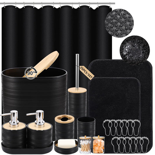 Dluxe Ave. XLHOMO Bathroom Set - Black Bathroom Accessories Set