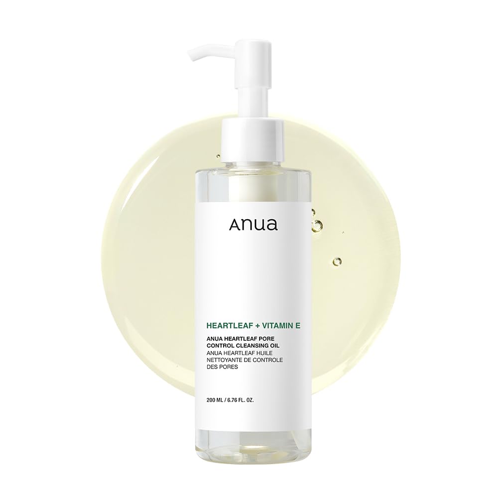 Dluxe Ave. Anua Heartleaf Pore Control Cleansing Oil Oil Cleanser for Face Makeup Blackhead Remover Korean Skin Care 6.76 fl oz(200ml) (original)