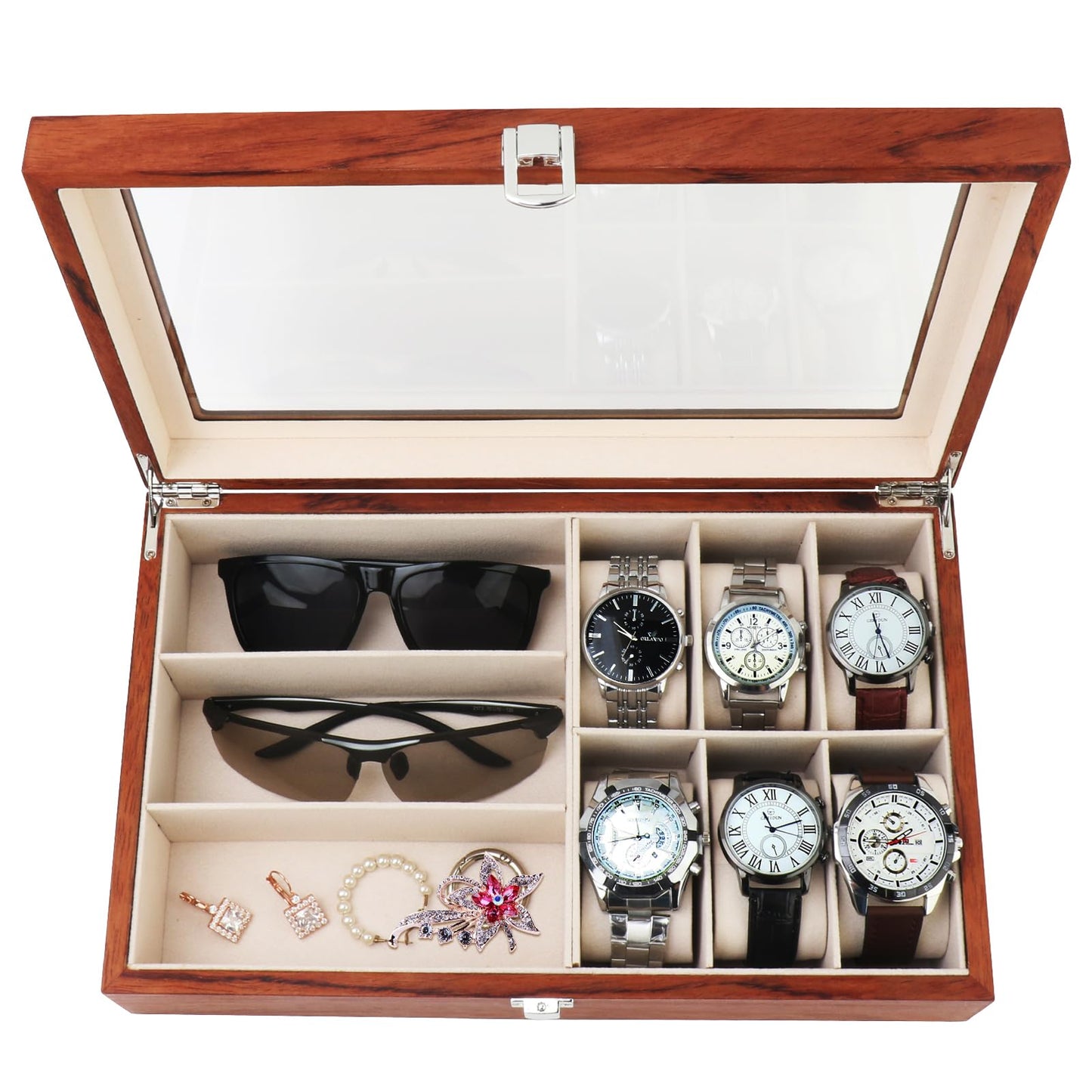 Dluxe Ave.  9-Slot Watch Box Watch Case with Glass lid