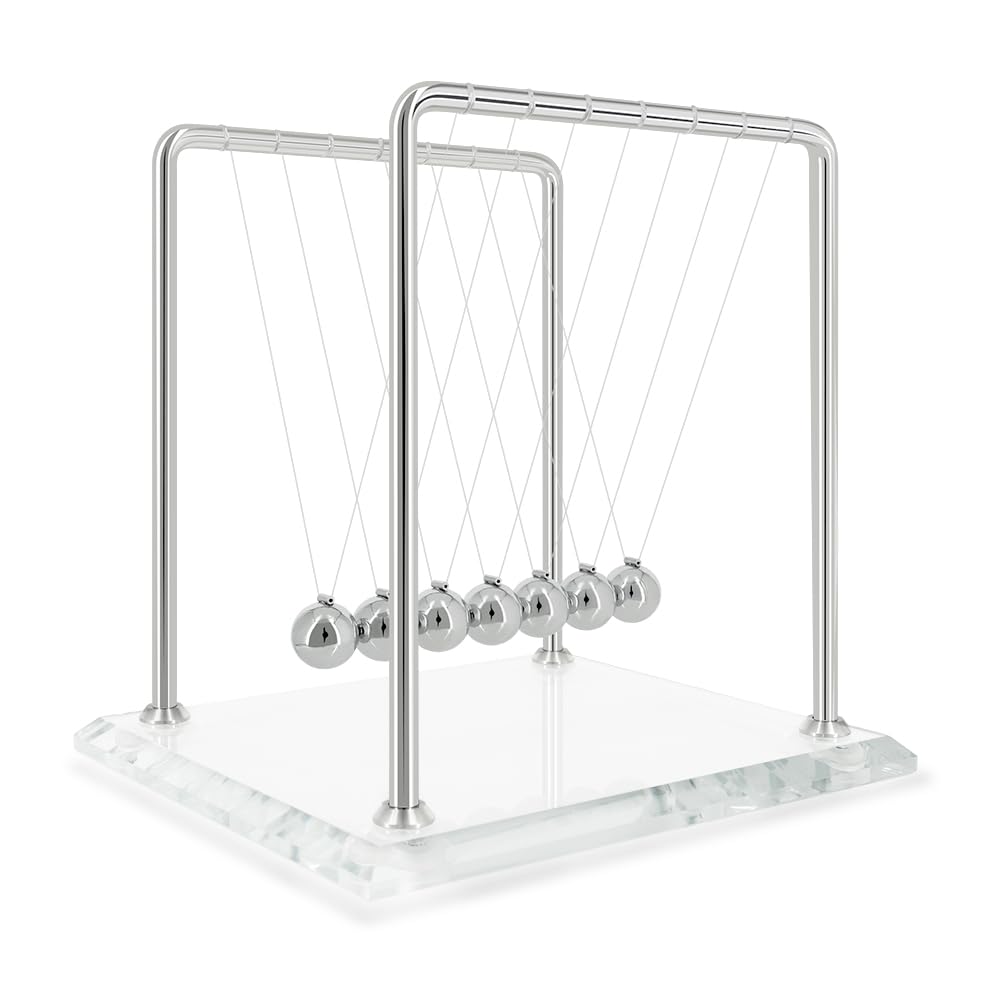 Dluxe Ave. Pendulum with 7 Balls Balance Ball 60+ Sec Swing time Glass Base