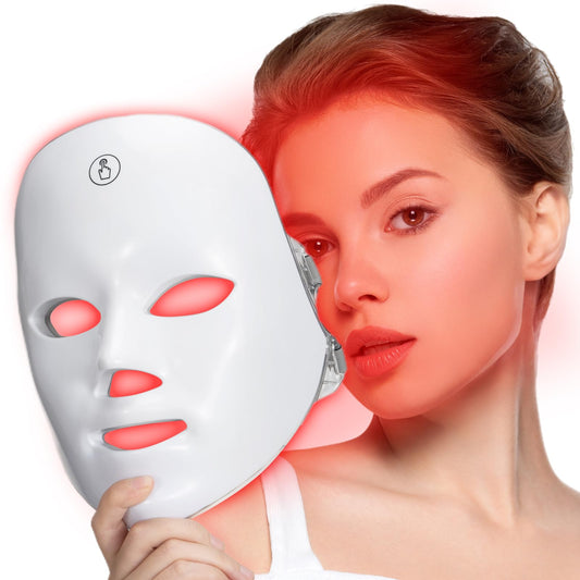 Dluxe Ave. SUERBEATY Red Light Mask For Face 7-1 Colors Red Light Face Mask Facial Mask Skincare At Home Cordless Portable and Rechargeable