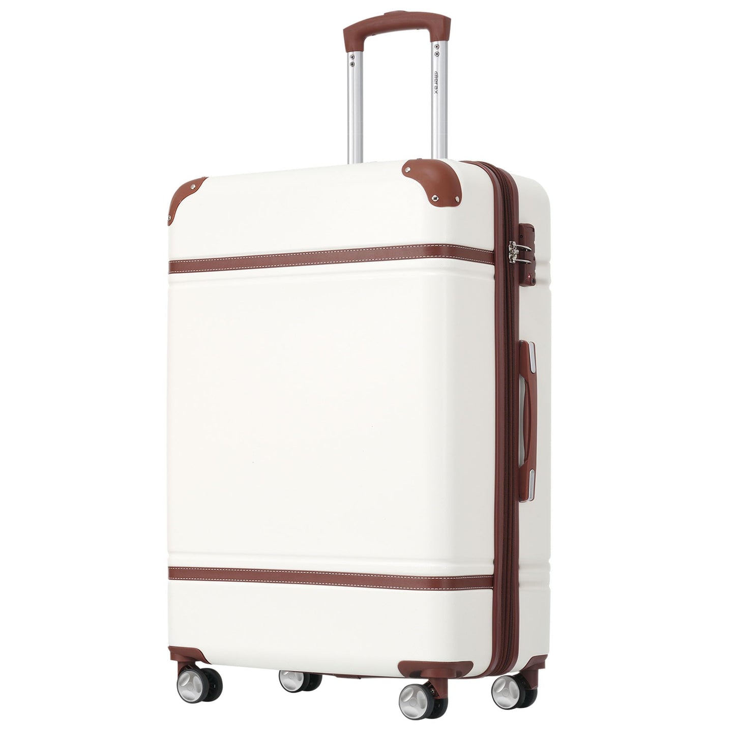 Dluxe Ave. Luggage Suitcase with Spinner Wheels/ TSA Lock/ Vintage/ (White)