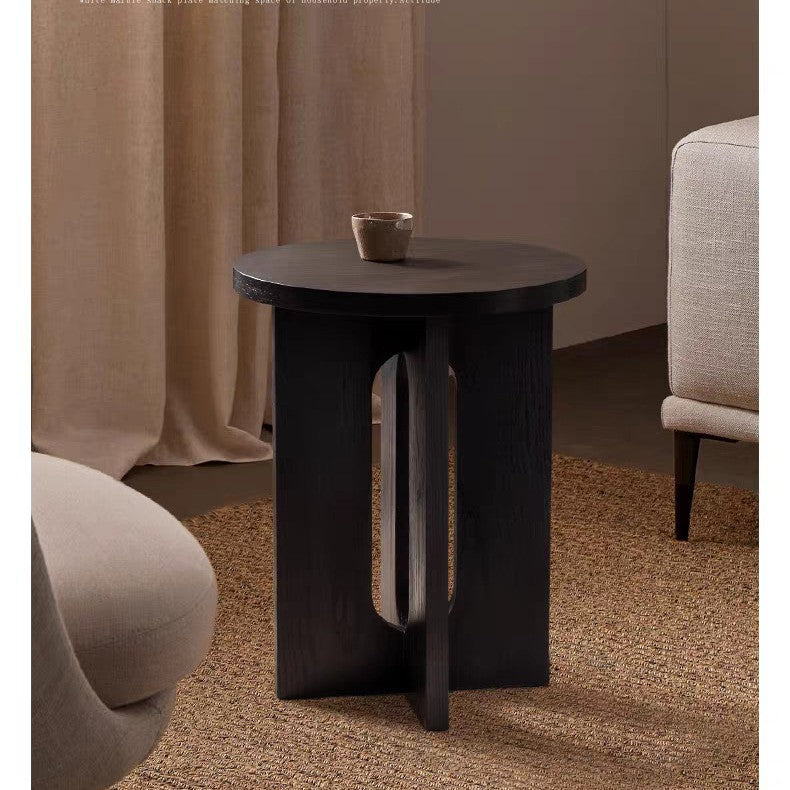Dluxe Ave. Solid Wood Round Side Table for Sofa, Bedroom, Balcony