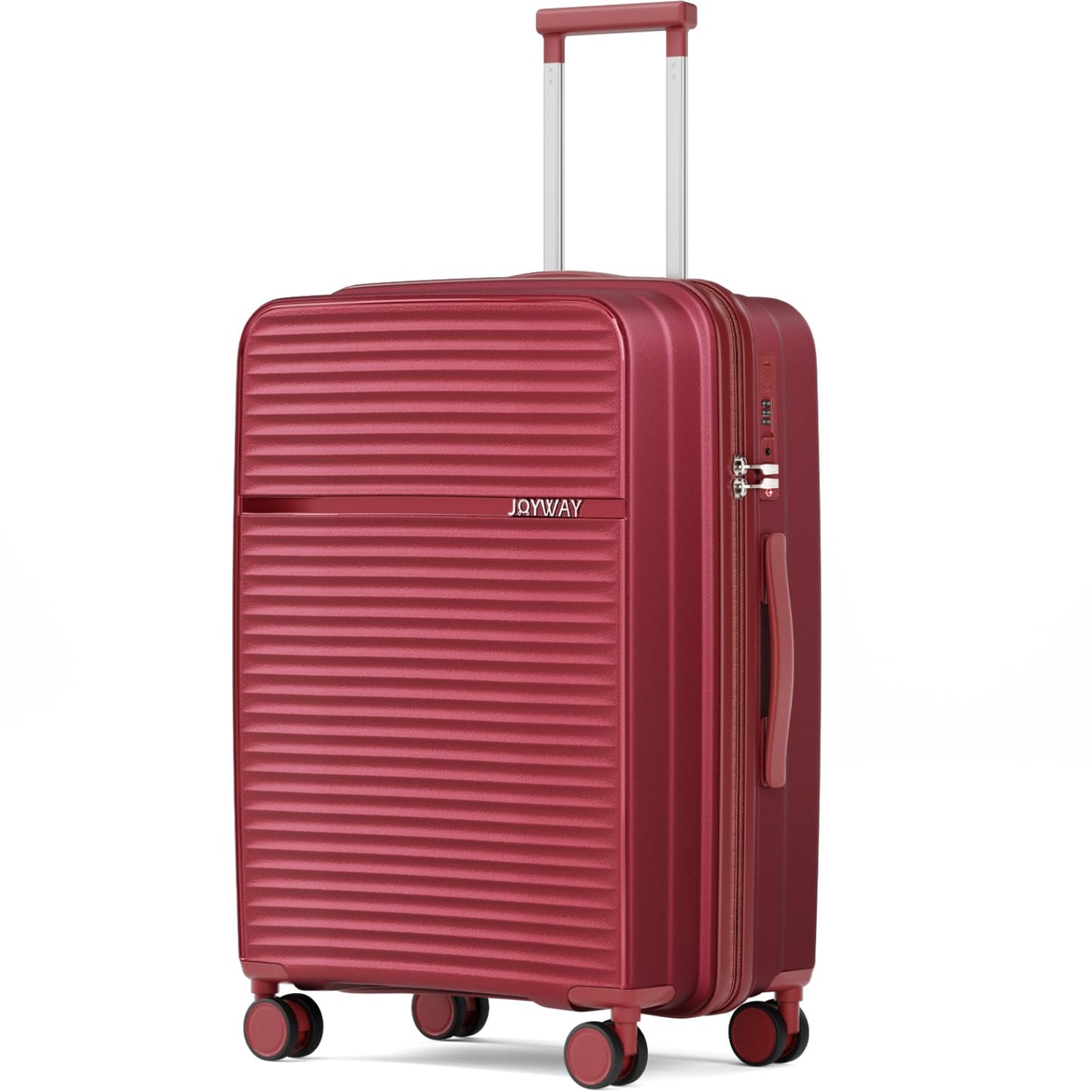 Dluxe Ave. 24 Inch Checked Luggage/ PP Hardside/ Double Spinner Wheels/ TSA Lock and USB Port/ Red