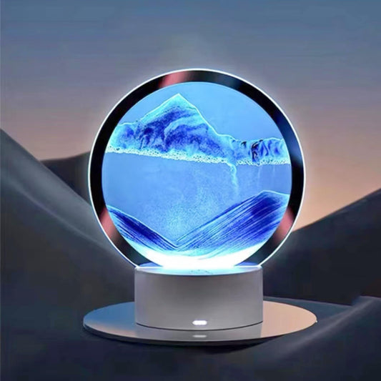 Dluxe Ave.  Sand Art Liquid Motion With Light (7 Color/Touch Control) Round Glass Painting 3D Art Picture,  (Blue Sand)