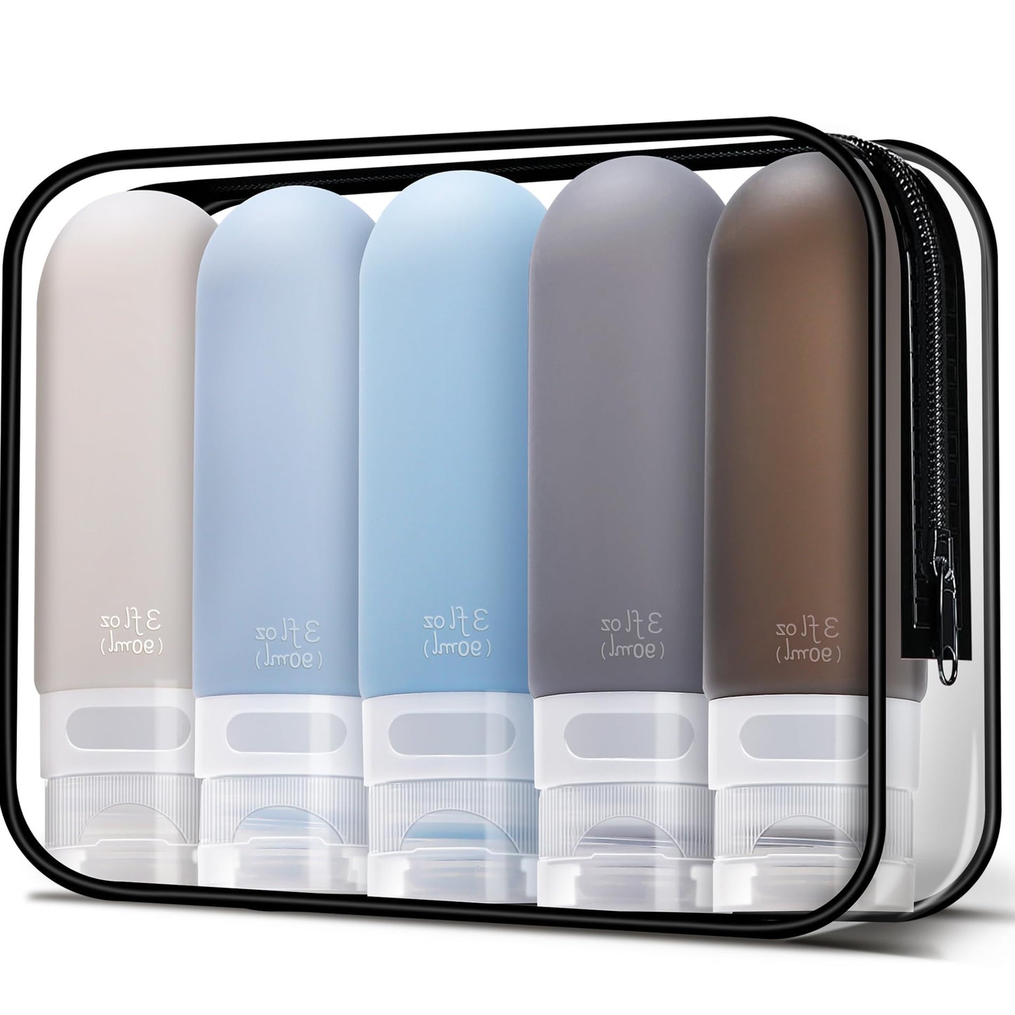 Dluxe Ave. 3oz Travel Bottles for Toiletries/ Leak Proof/ TSA Approved/ 5 Pack/ Black