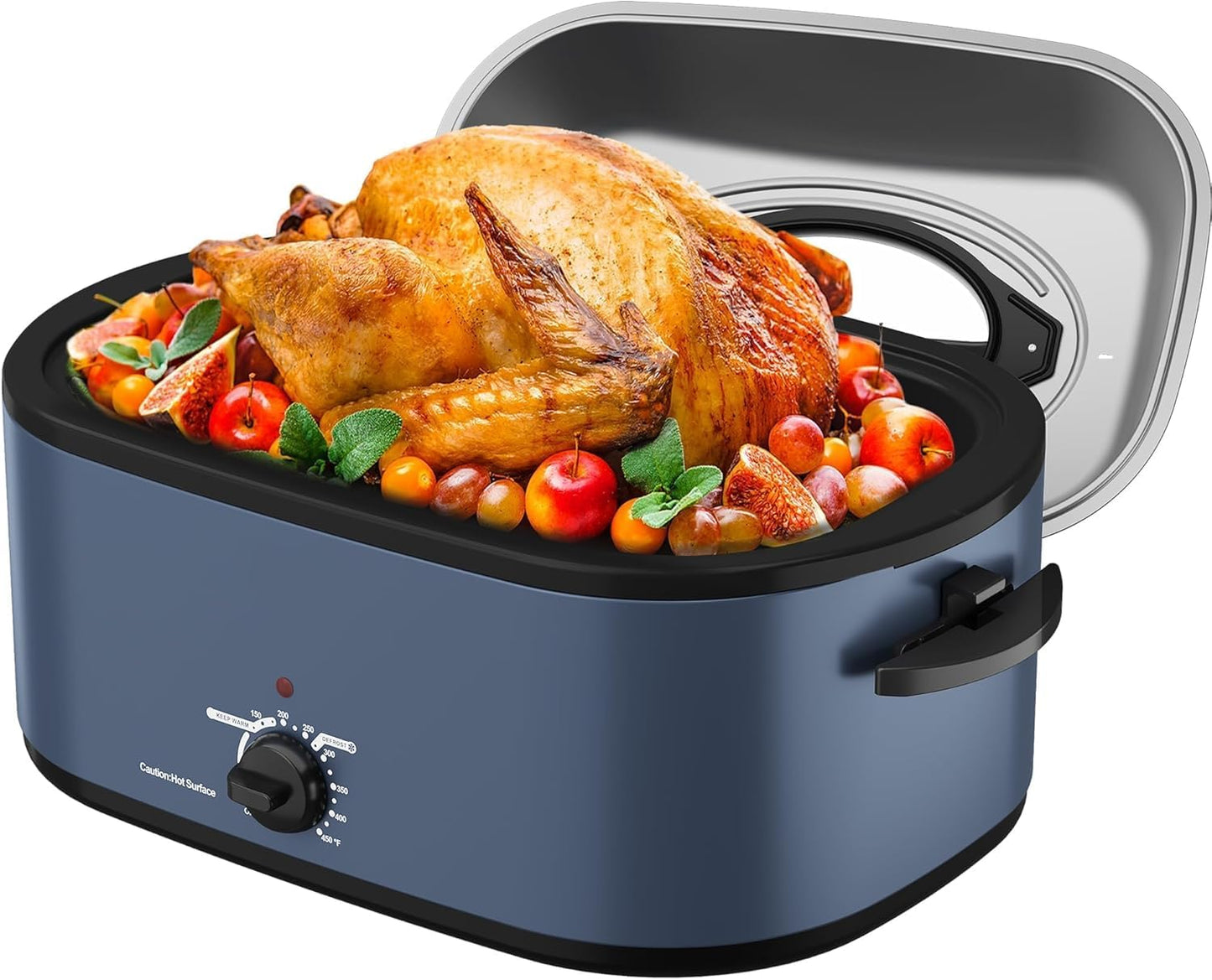 Dluxe Ave. Electric Roaster 28-Quart Electric Roaster Oven featuring a Glass Lid