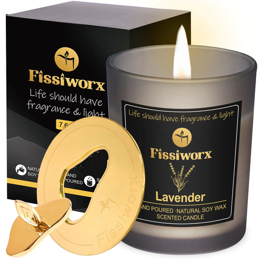 Dluxe Ave. Lavender Scented Candle with Candle Topper/ Natural Soy Wax/ Burn 60-Hour