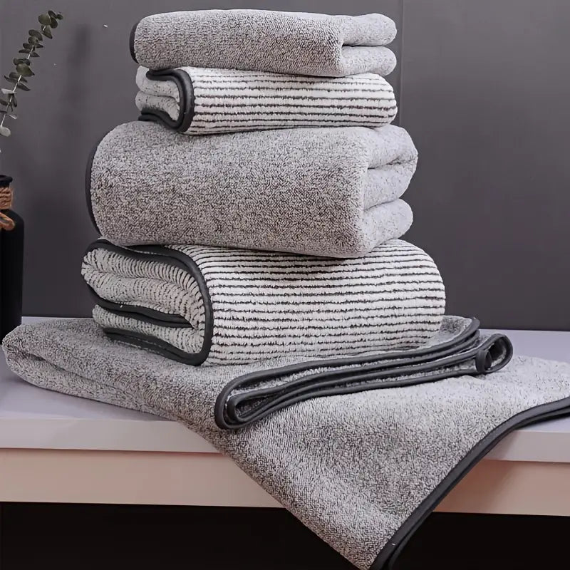 Dluxe Ave. Bamboo Charcoal Coral Fleece Bath Towel Gift Set