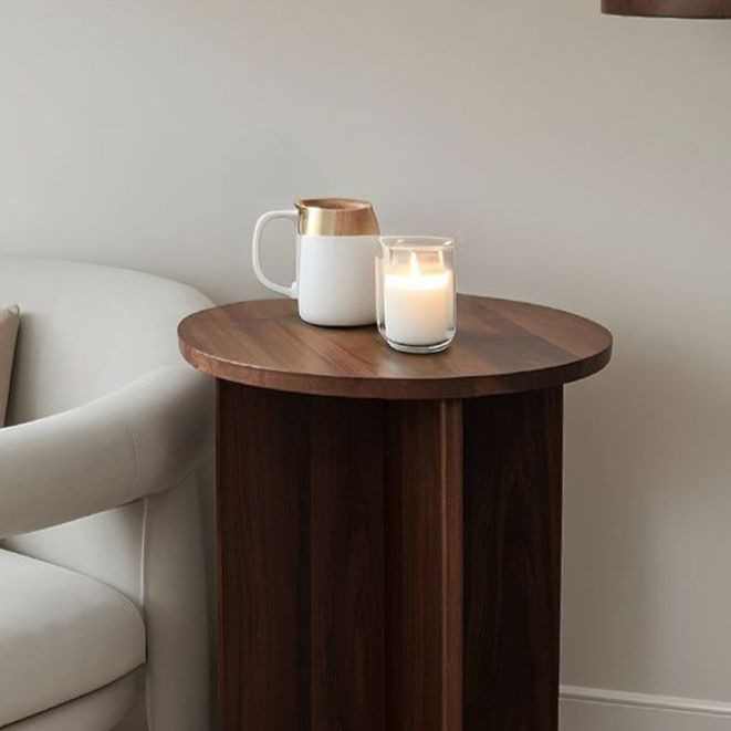 Solid Wood Round Side Table
