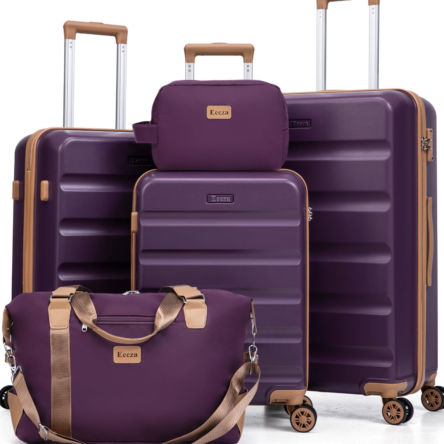 Dluxe Ave. 5 Piece Suitcases with Wheels/ ABS Hard Case/ TSA Lock/ Spinner Wheels/ ( Violet) 20/24/28 in