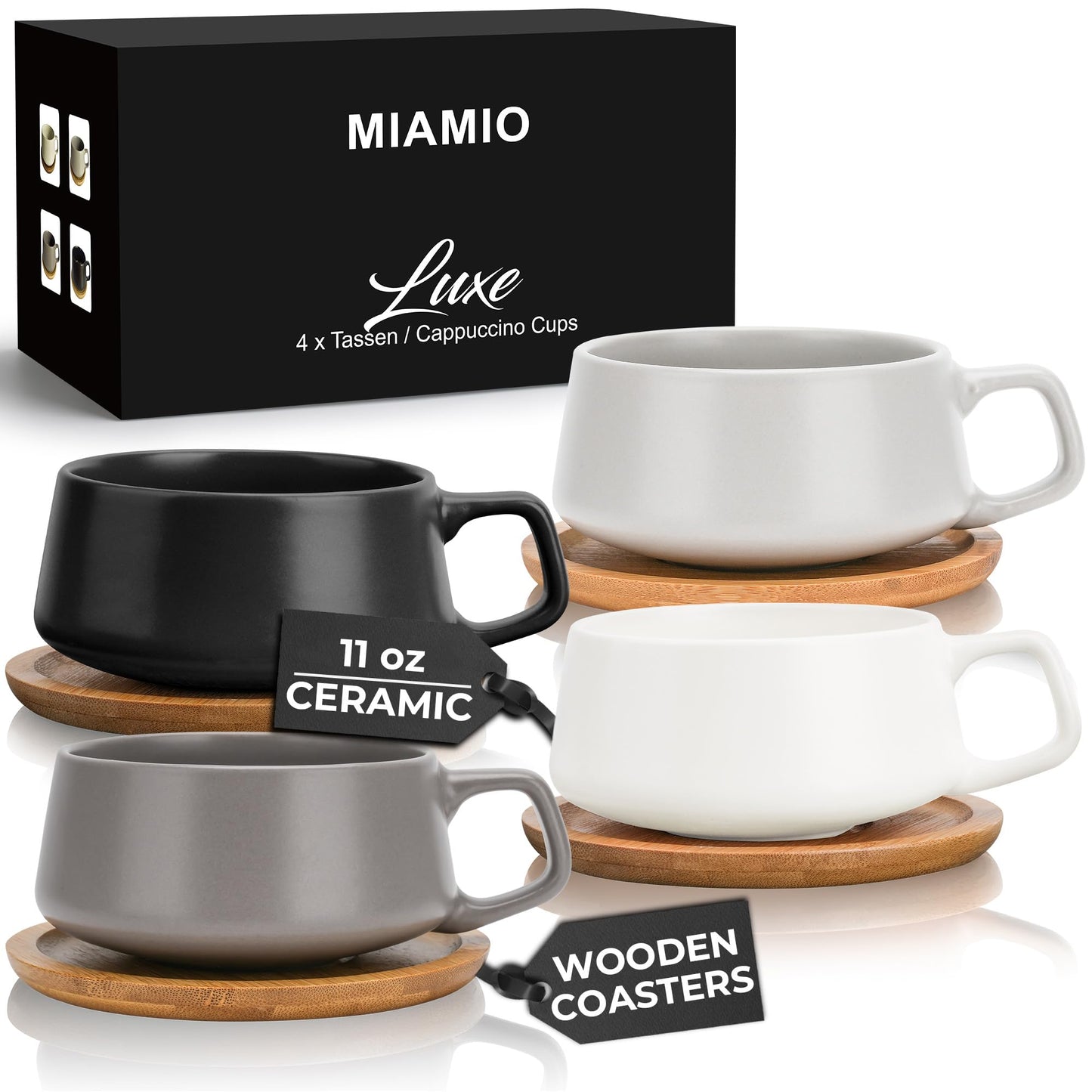 Dluxe Ave. 4 Ceramic Tea Cup and Saucer Bamboo/ Classic Pastel