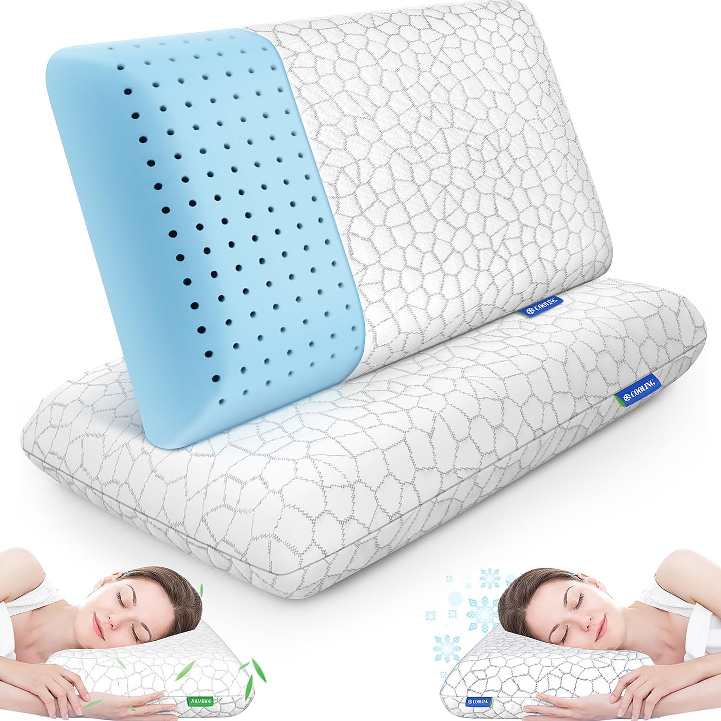 Dluxe Ave. ( STANDARD )  Memory Foam Cooling Pillows,  (2 Pack) Luxury Hotel Quality