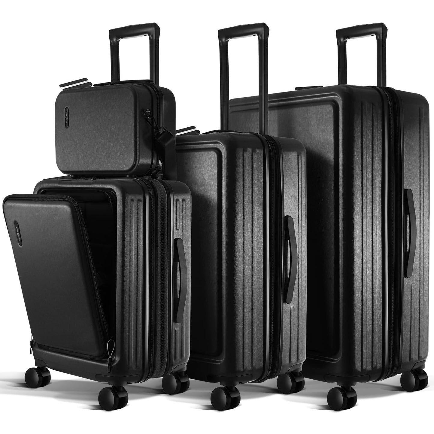 Dluxe Ave. 4 Piece Expandable Large Suitcases / TSA Lock/ Spinner Wheels/ (Black)