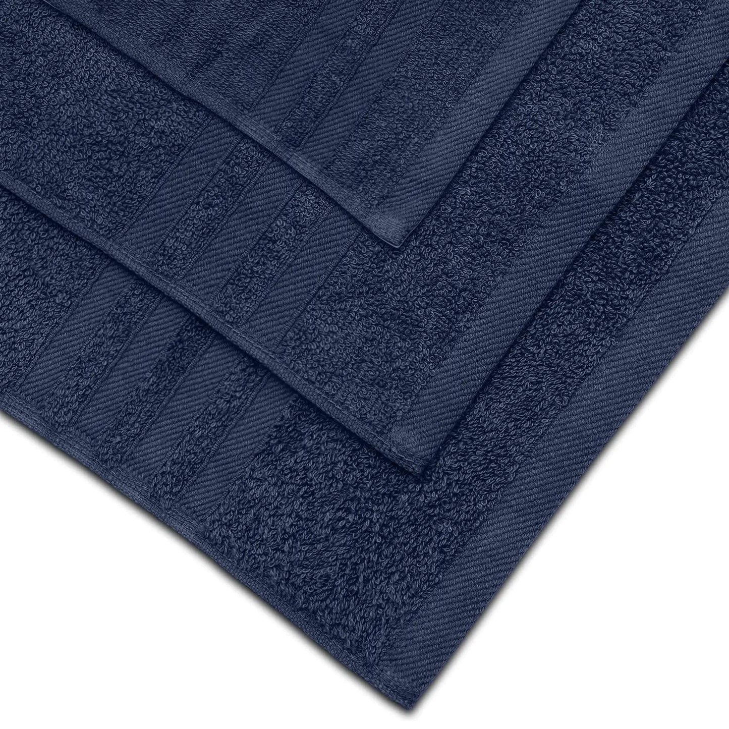 Dluxe Ave. 12 Pcs Bath Towel Set for Bathroom Wealuxe Collection 100% Cotton Soft Navy Blue