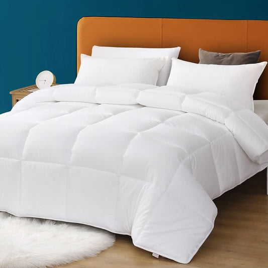 Dluxe Ave. ( QUEEN ) 100% Cotton Down Alternative Comforter, Oversized, for All Season/ White