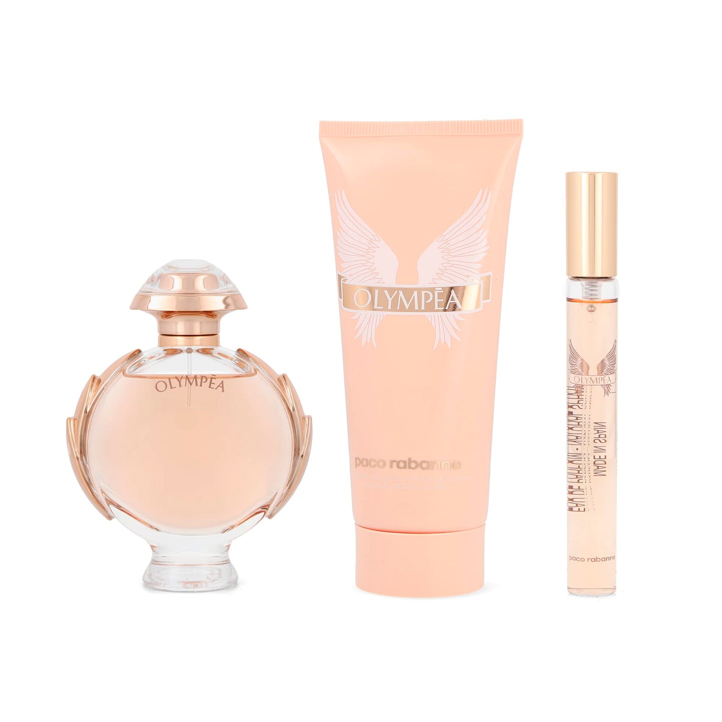 Dluxe Ave. Paco Rabanne Olympea 3-Piece Set for Women (2.7 Oz Eau De Parfum Spray + 3.4 Oz Body Lotion + 0.33 Oz Eau De Parfum Travel Spray)