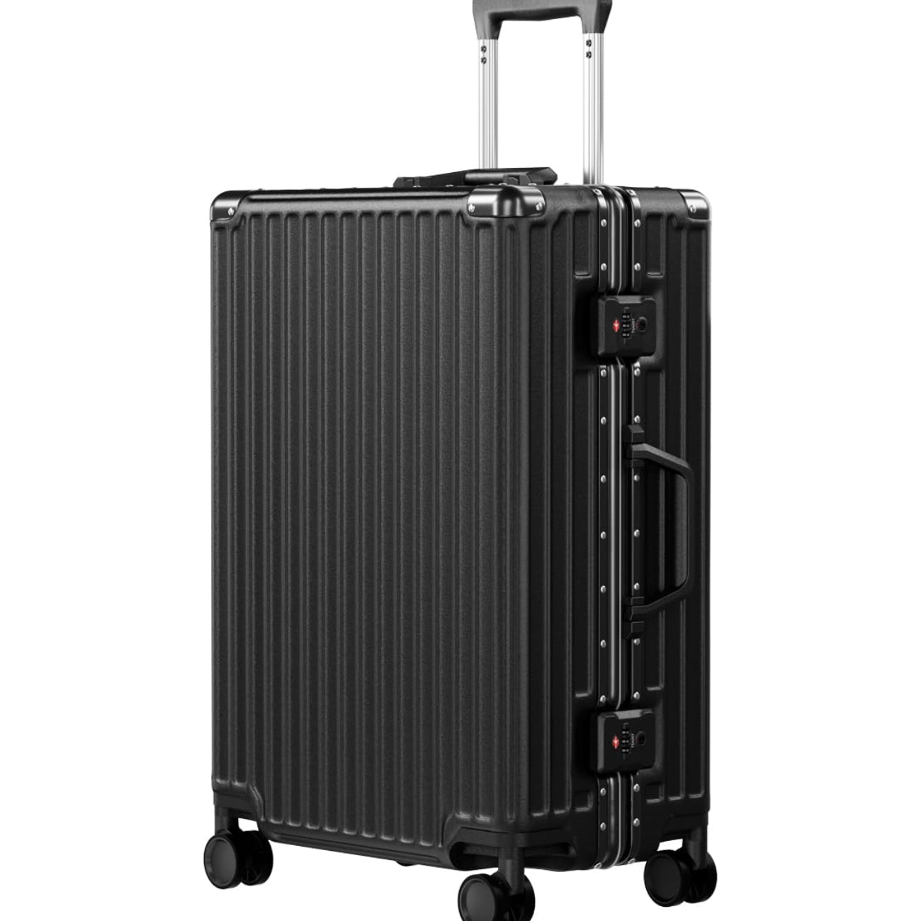 Dluxe Ave. Luggage PC+ABS Aluminum Frame Zipperless/ Checked Luggage/ Hard Shell/TSA Lock/Spinner Wheels 24 Inch/ (Black)