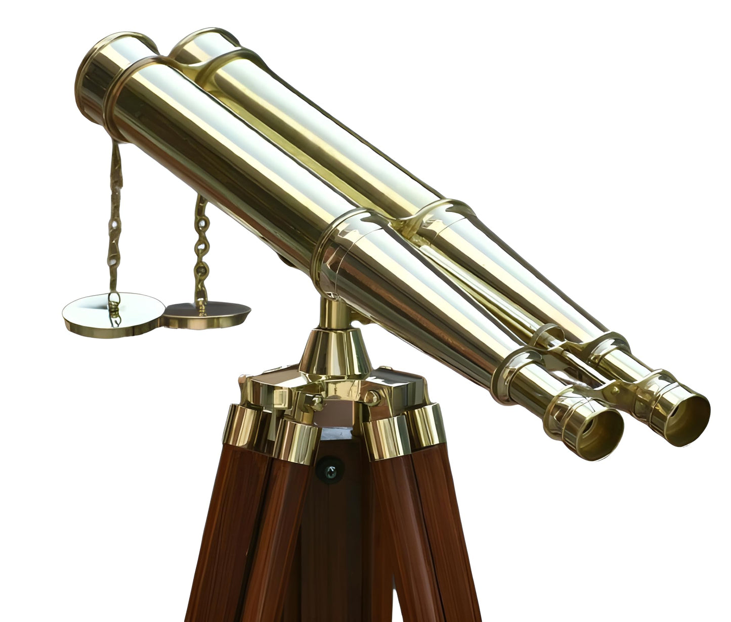 Dluxe Ave. MARY NAUTICAL- 62 Inches Floor Standing Admirals Solid Shinny Brass Binocular Fully Functional with Wooden Tripod Stand
