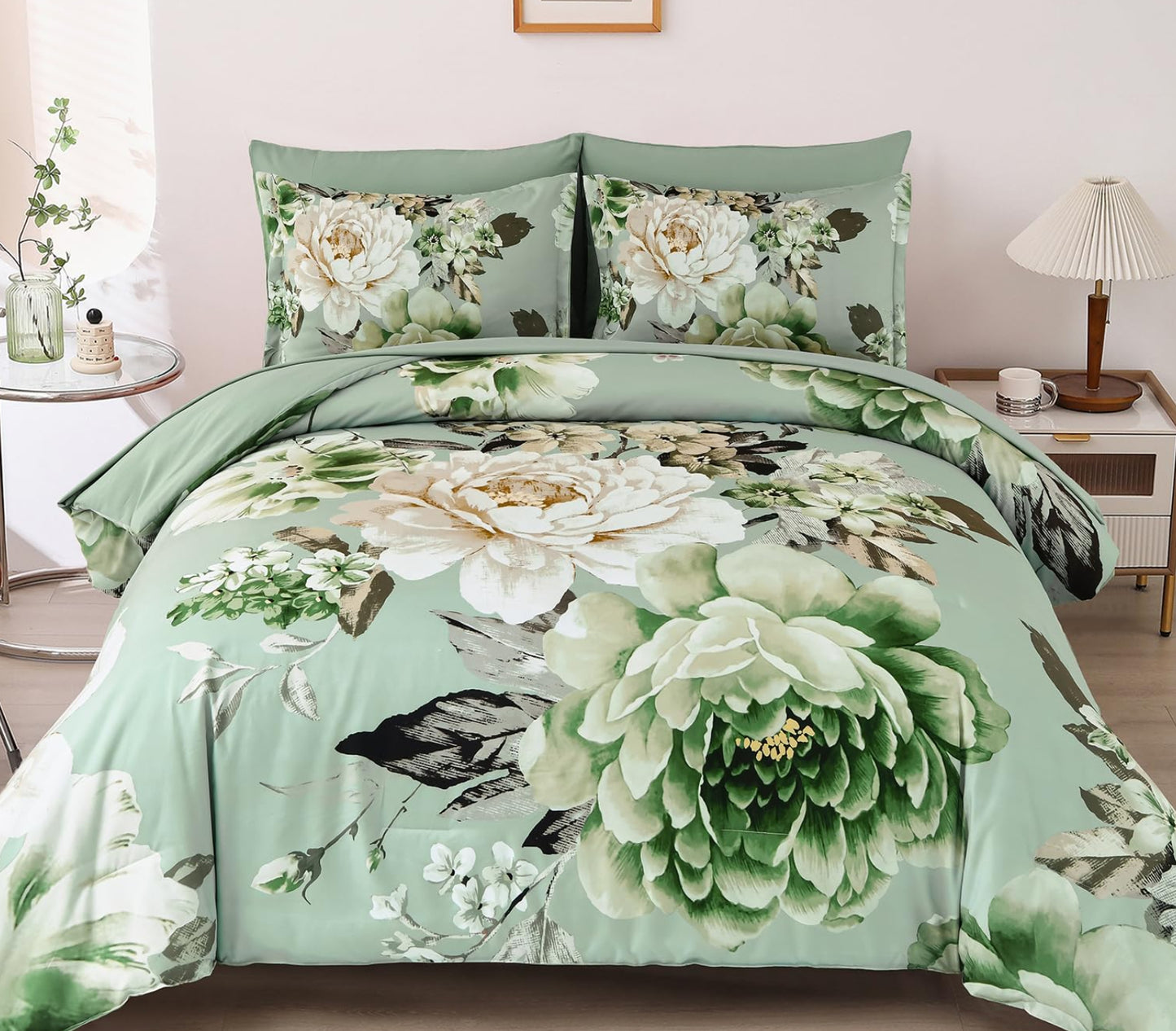 Dluxe Ave. (QUEEN) 7 Pieces Comforter Set/ Sage Green