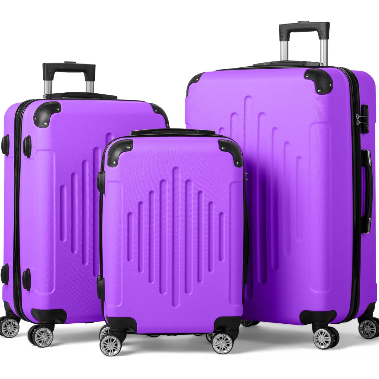 Dluxe Ave. Luggage Set 3 Pcs Sets/ TSA Lock/4 Spinner Wheels/ ABS Hardside/ (Light Purple) 20" 24" 28"
