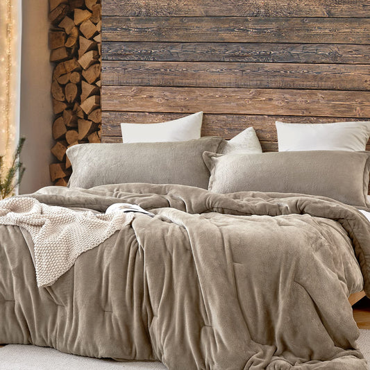 Dluxe Ave. ( QUEEN) 3 Pcs Oversized  Comforter Set, Winter Twig/ Beige