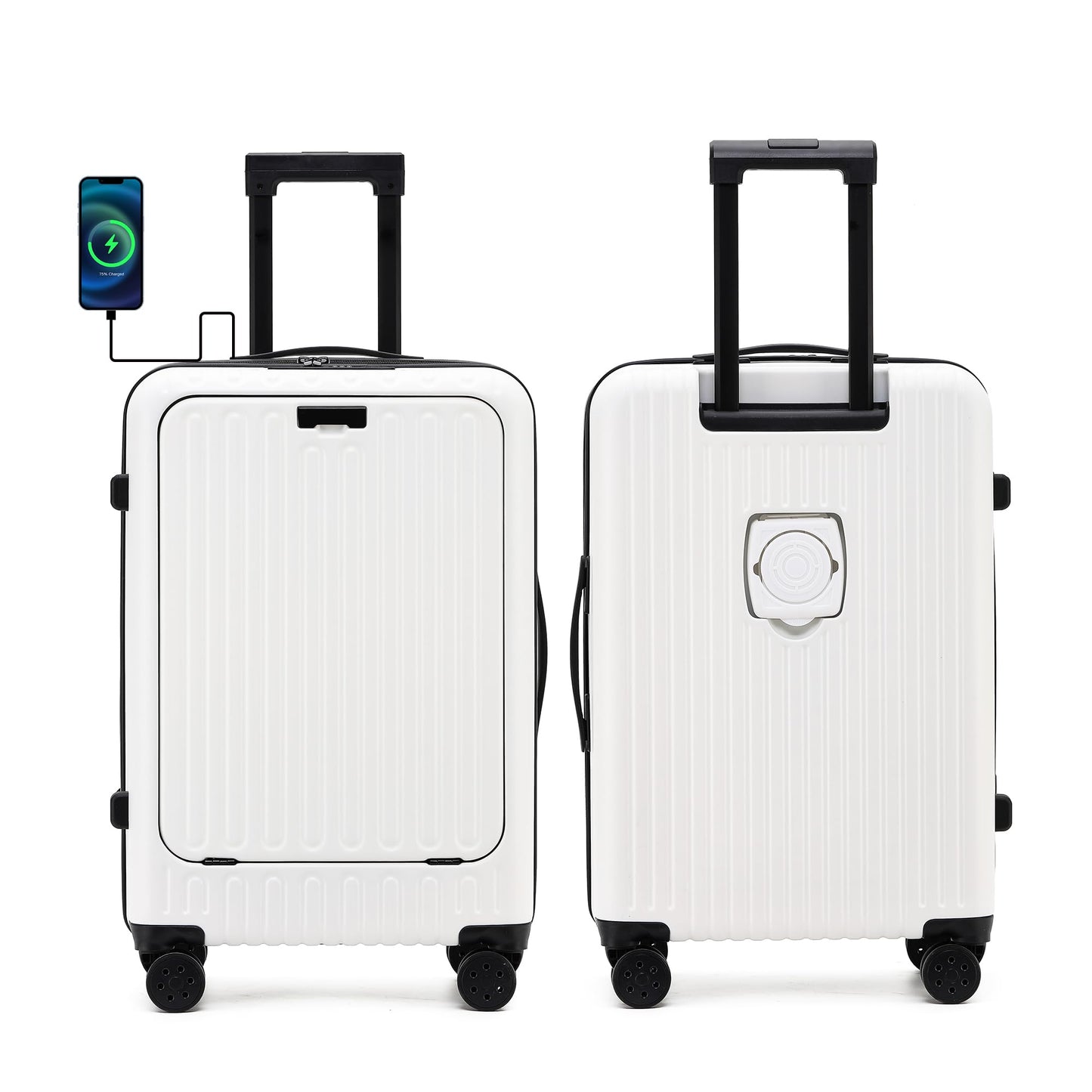 Dluxe Ave. 20in Carry On Luggage/Airline Approved/Spinner Wheels (White) 22x14x9