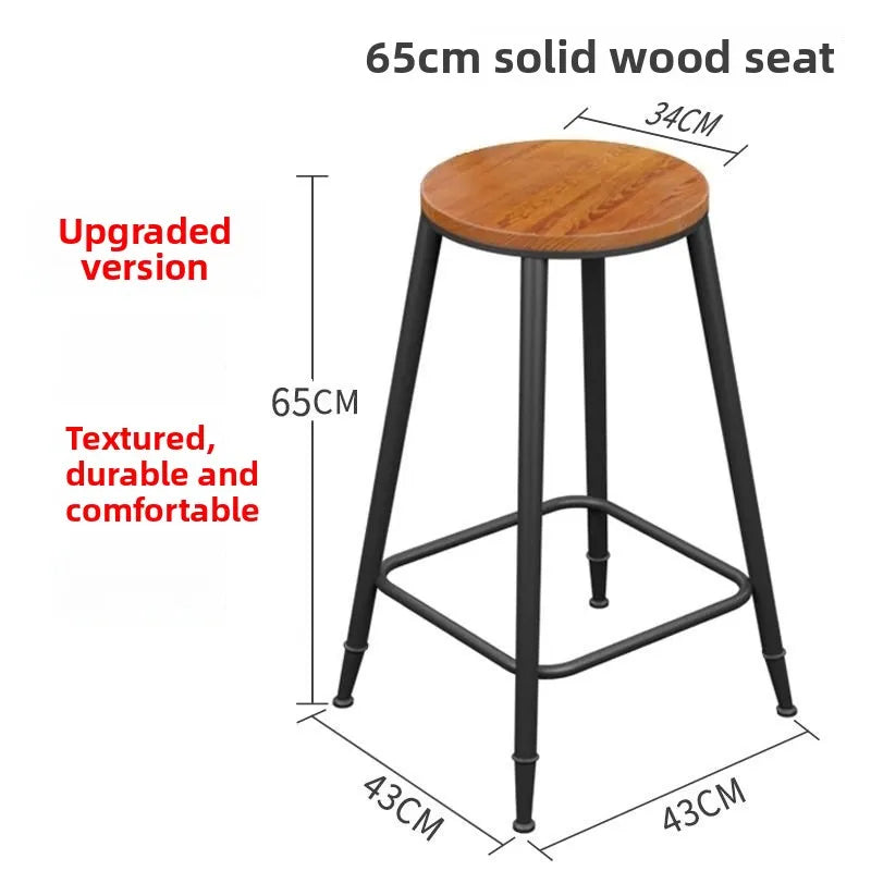 Dluxe Ave. High Stool, Bar Chair, Iron Bar Stool, Modern Solid Wood Stool, Simple Bar Chair