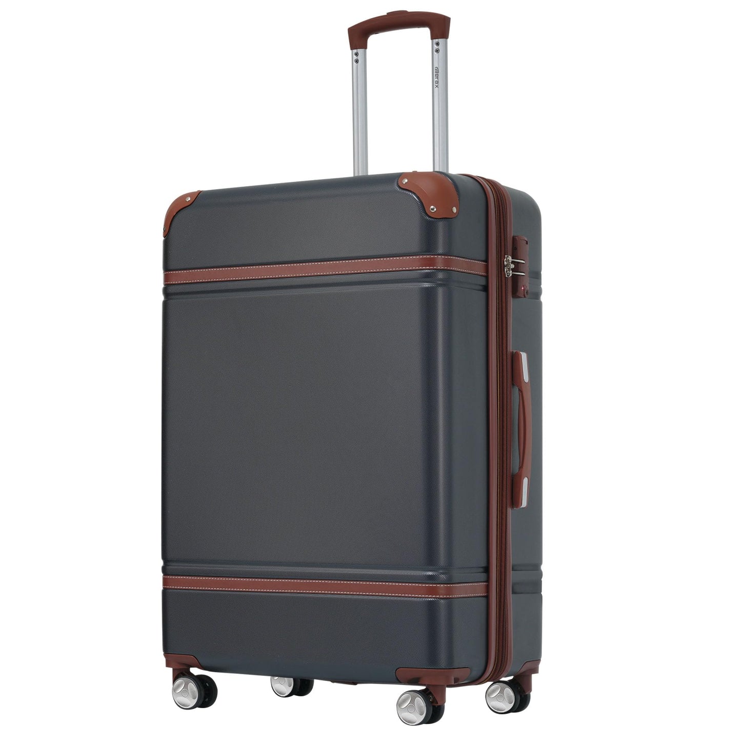 Dluxe Ave. Hardside Suitcase Expandable/Spinner Wheels/ Vintage/ TSA Lock/ Lightweight (Black)