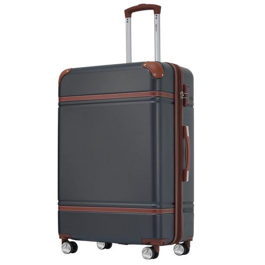 Dluxe Ave. Hardside Suitcase Expandable/Spinner Wheels/ Vintage/ TSA Lock/ Lightweight (Black)