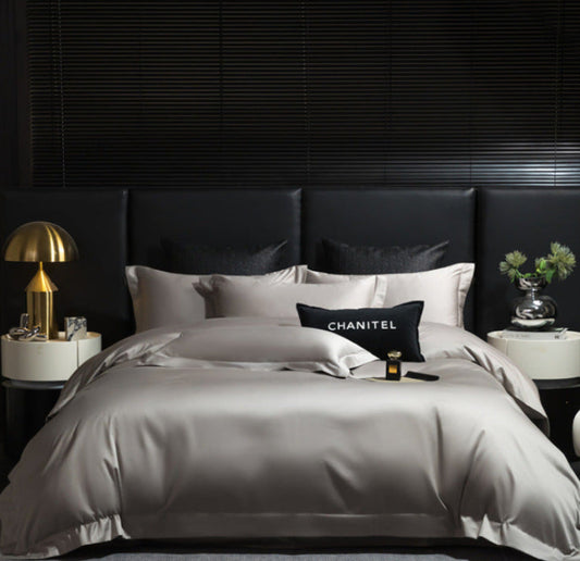 Dluxe Ave.Long Staple Cotton Four-Piece Bedding Set/ One Flat Sheet Two Pillowcases {One Duvet Cover}