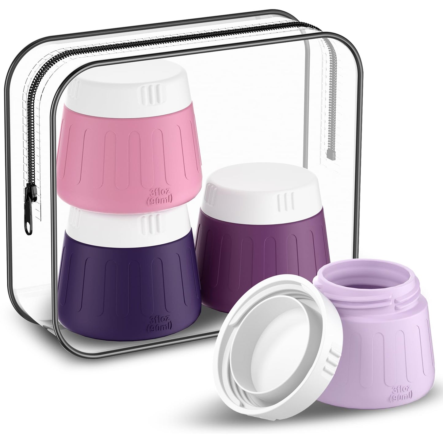 Dluxe Ave. 3 oz Travel Containers for Toiletries/ 4-Pack TSA Approved/ Leak-Proof