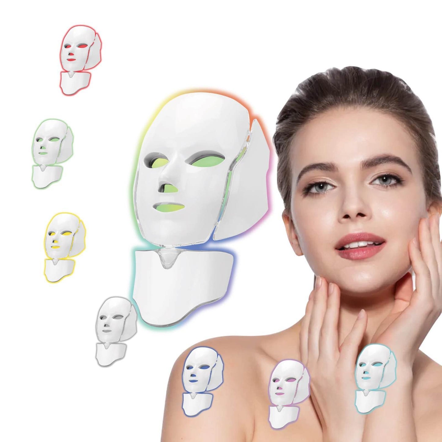 Dluxe Ave. Seven-Colors Light DELOO LED Facial Mask Device for Home Use Multi-Color Light Mask for Daily Enjoyment