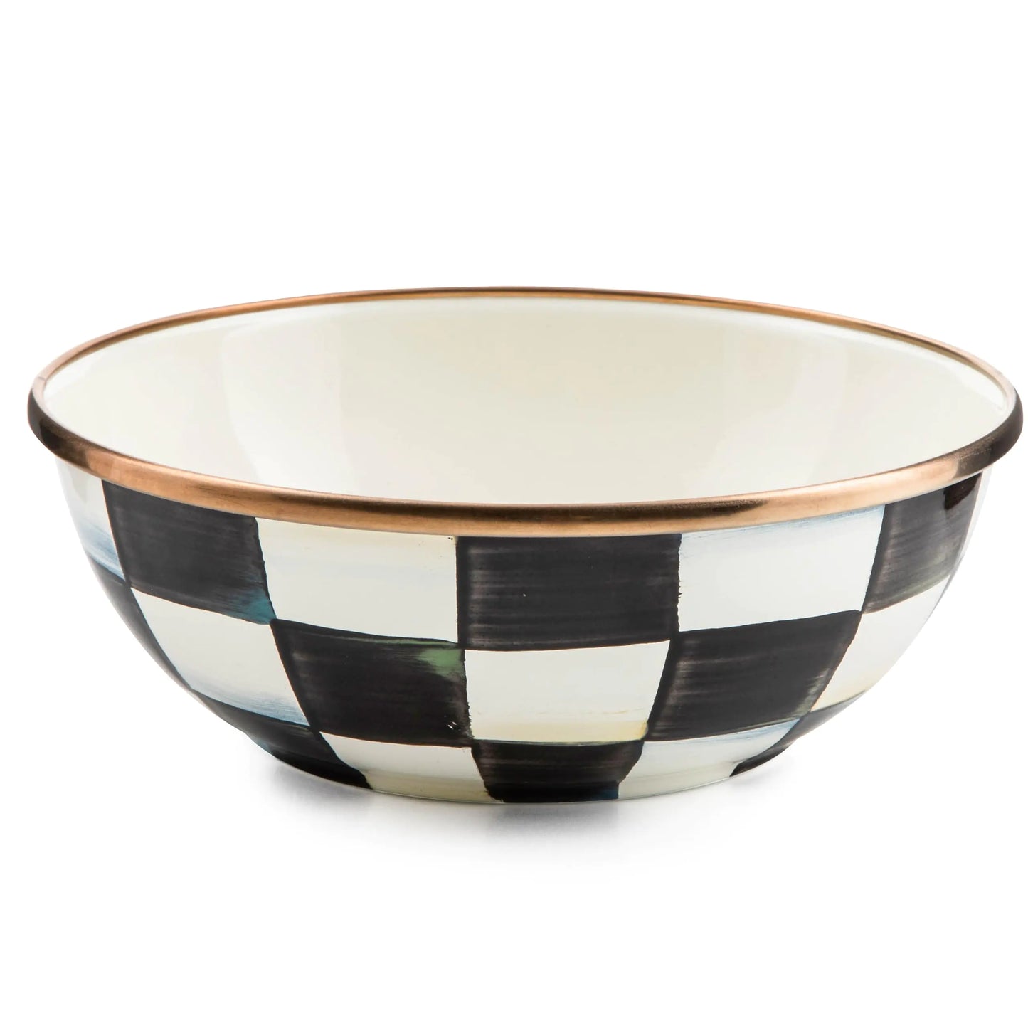 Dluxe Ave. Enamel Serving Bowl for Entertaining/Black-and-White Courtly Check