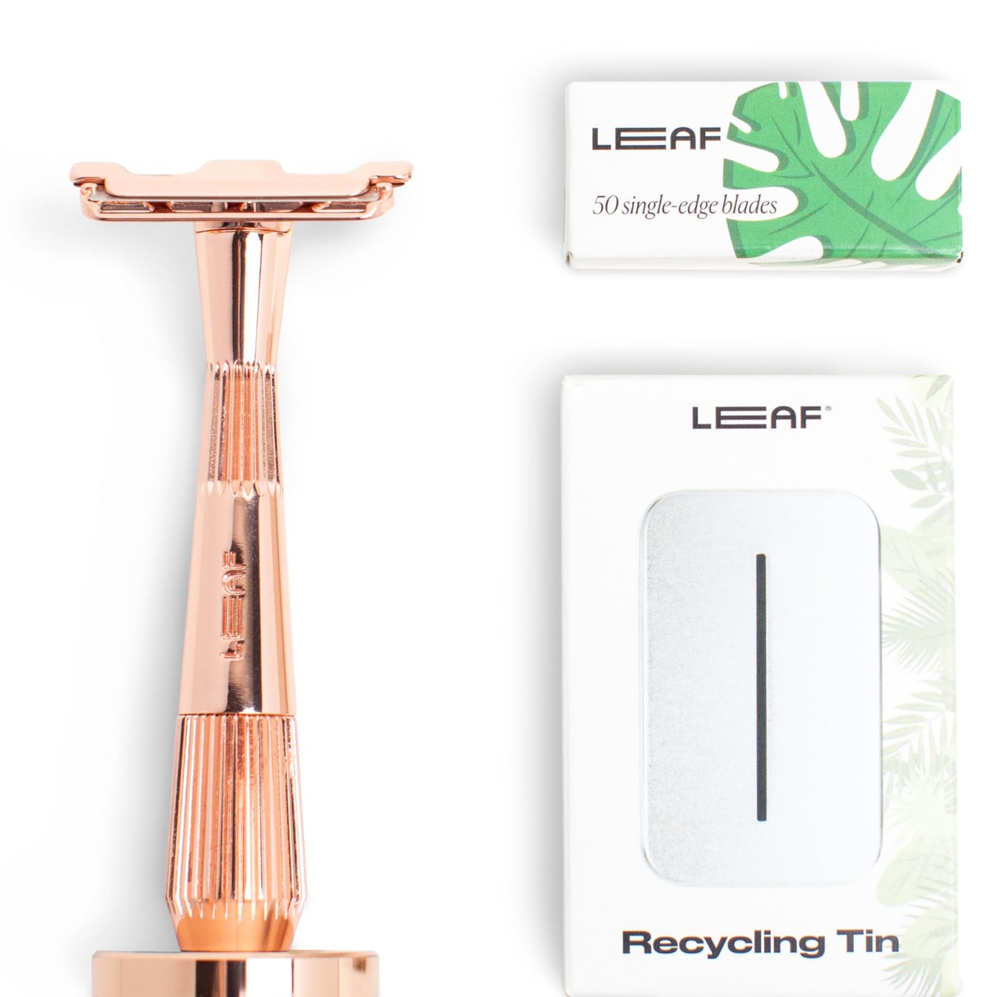 Dluxe Ave.  Razor Set Rose/ Matching Stand/ Gold