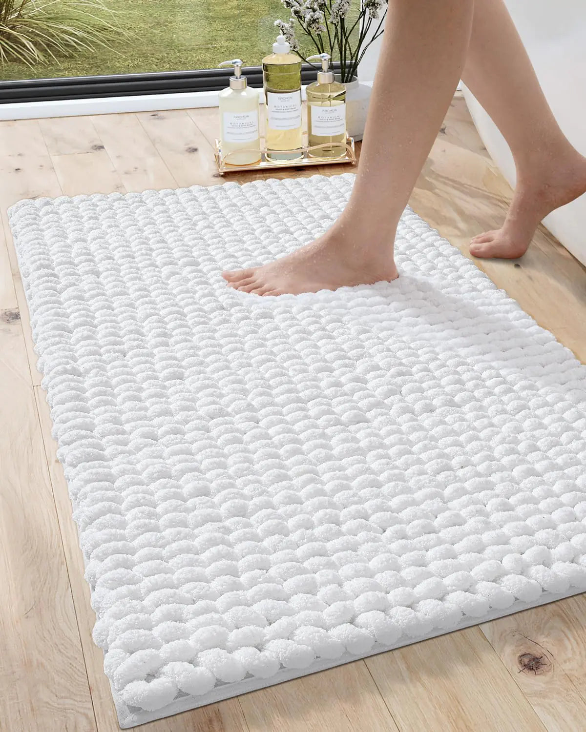 Dluxe Ave. Luxury Soft Thick Plush Bathmat for Tub Shower Floor Bath Accessories Decor 24x36 White