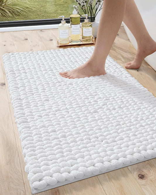 Dluxe Ave. Luxury Soft Thick Plush Bathmat for Tub Shower Floor Bath Accessories Decor 24x36 White