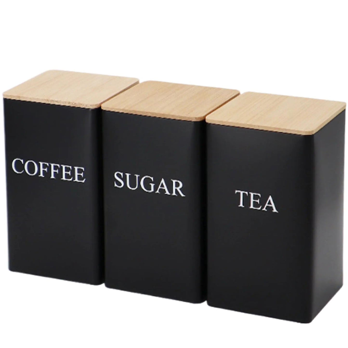Dluxe Ave. Peosaard Sugar Container Coffee Tea Sugar Container Set of 3 Iron for Coffee Tea Sugar Storage Black