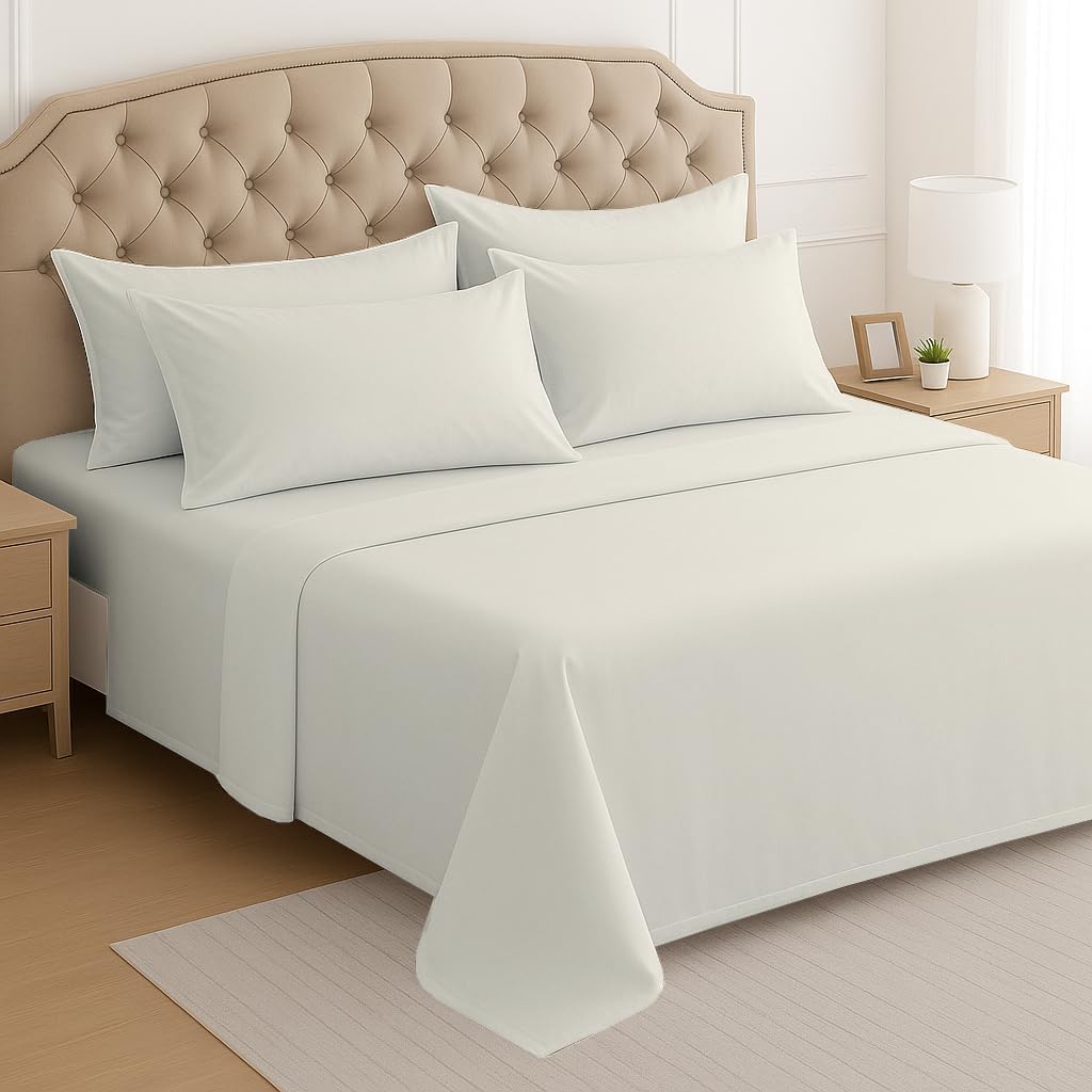 Dluxe Ave. ( FULL ) 6 Pcs Sheet Set, 600 Thread Count, Egyptian Cotton, Hotel Luxury Collection, 18 DEEP Pocket, Ivory