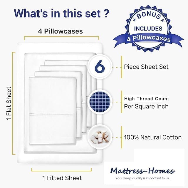 Dluxe Ave. ( FULL ) 6 Pcs Sheet Set, 600 Thread Count, Egyptian Cotton, Hotel Luxury Collection, 18 DEEP Pocket, Ivory