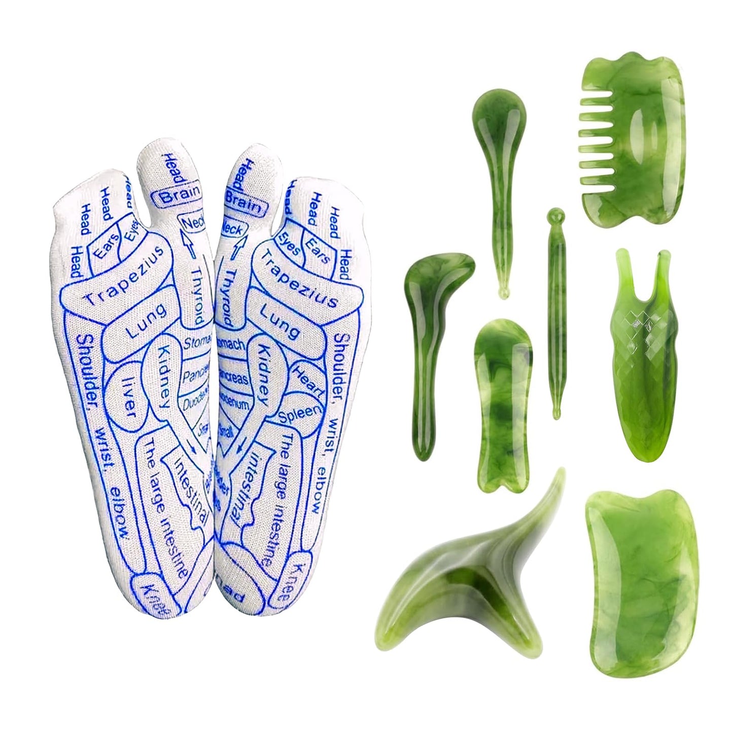 Dluxe Ave. Reflexology Socks with Massage Tool / Emerald Green-8PCS