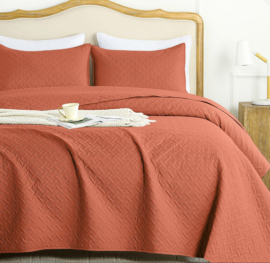 Dluxe Ave. (FULL/ QUEEN ) Quilt Bedding Set, (1 Quilt 2 Shams), for All Season ,Burnt Orange