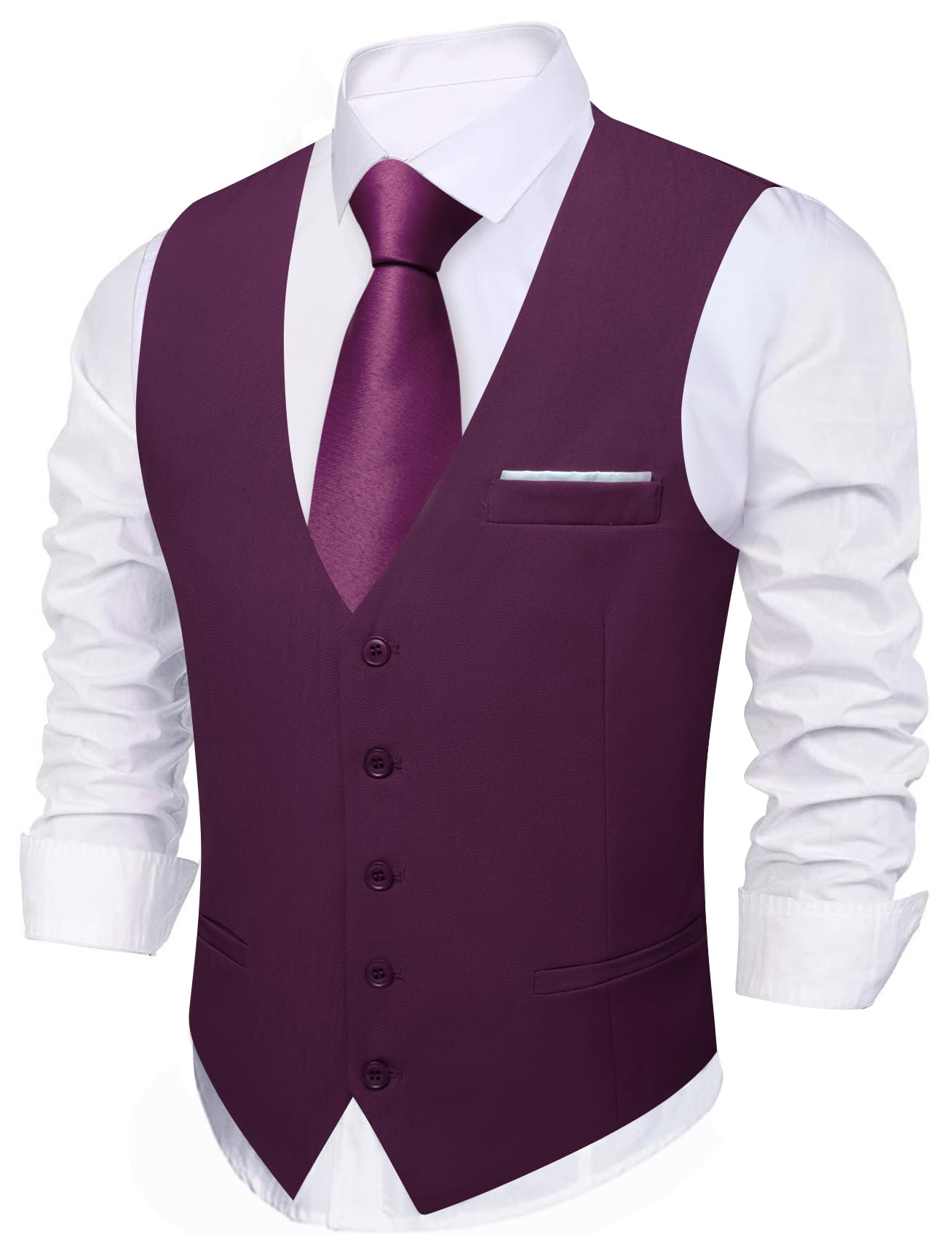 Dluxe Ave. (LARGE) Mens Suit Vest / V-neck Slim Fit/ Dark Purple