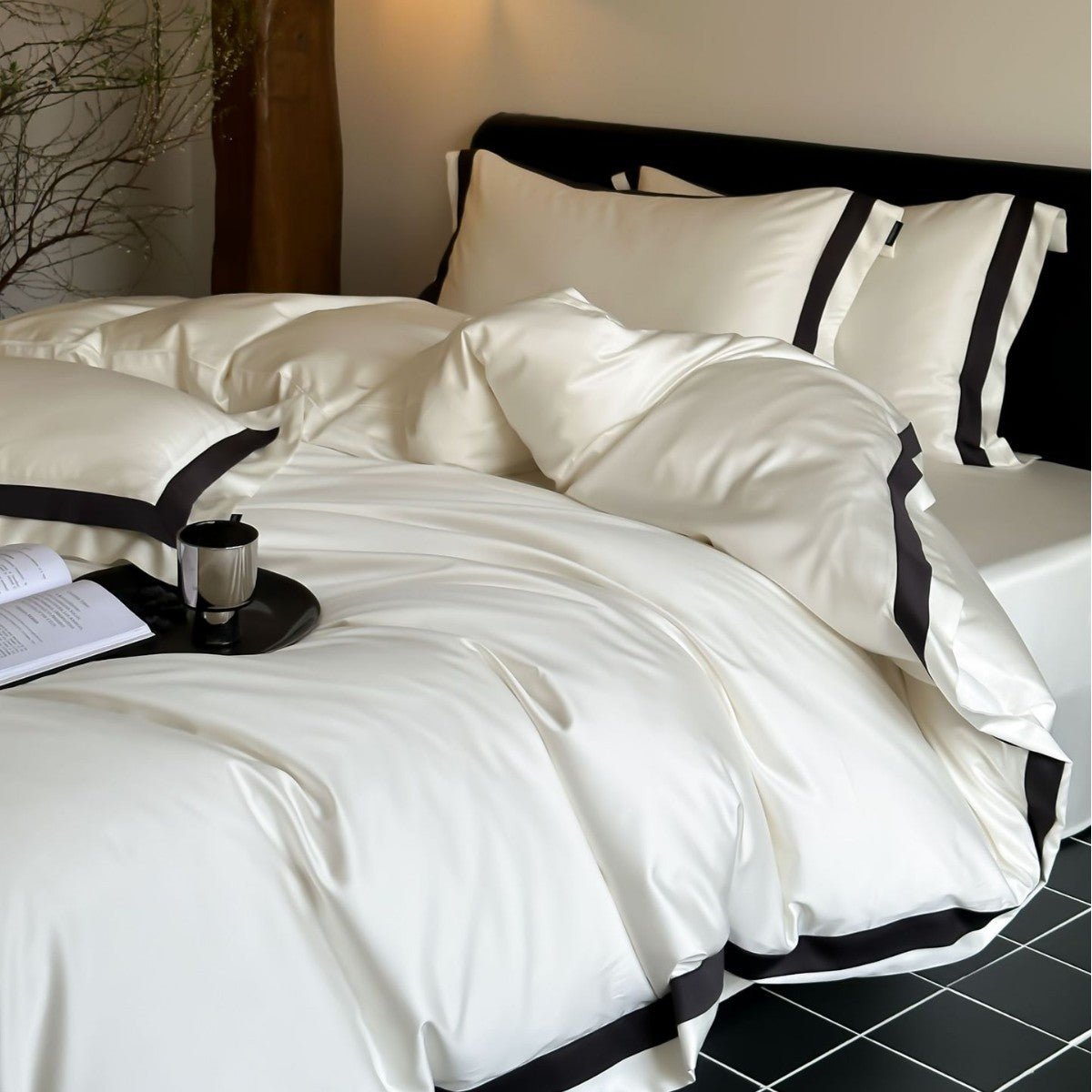 Luxury Tencel Cotton Bed Sheet Set/ Flat Bed sheet 1  Pillowcase 2  {Duvet cover}1