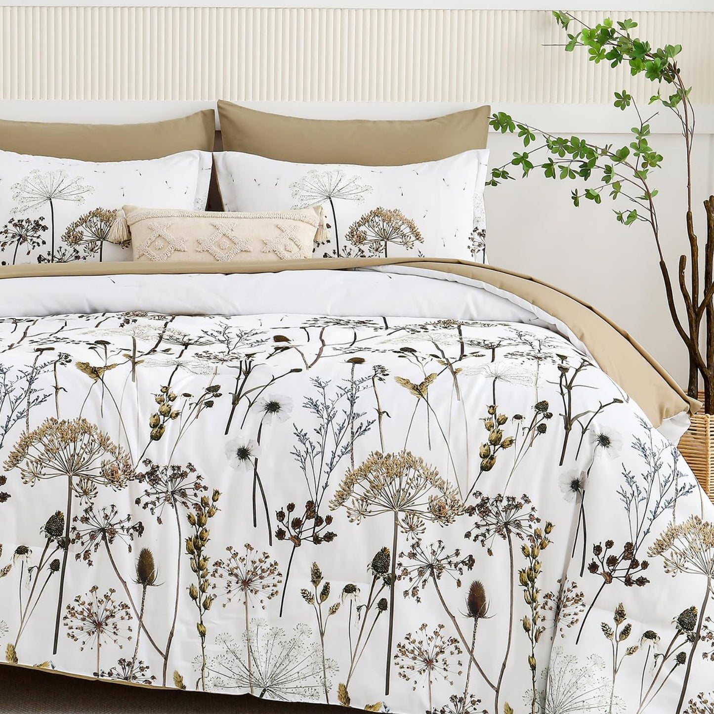 Dluxe Ave. (QUEEN) Comforter Set 7 Piece for All Season/ Floral