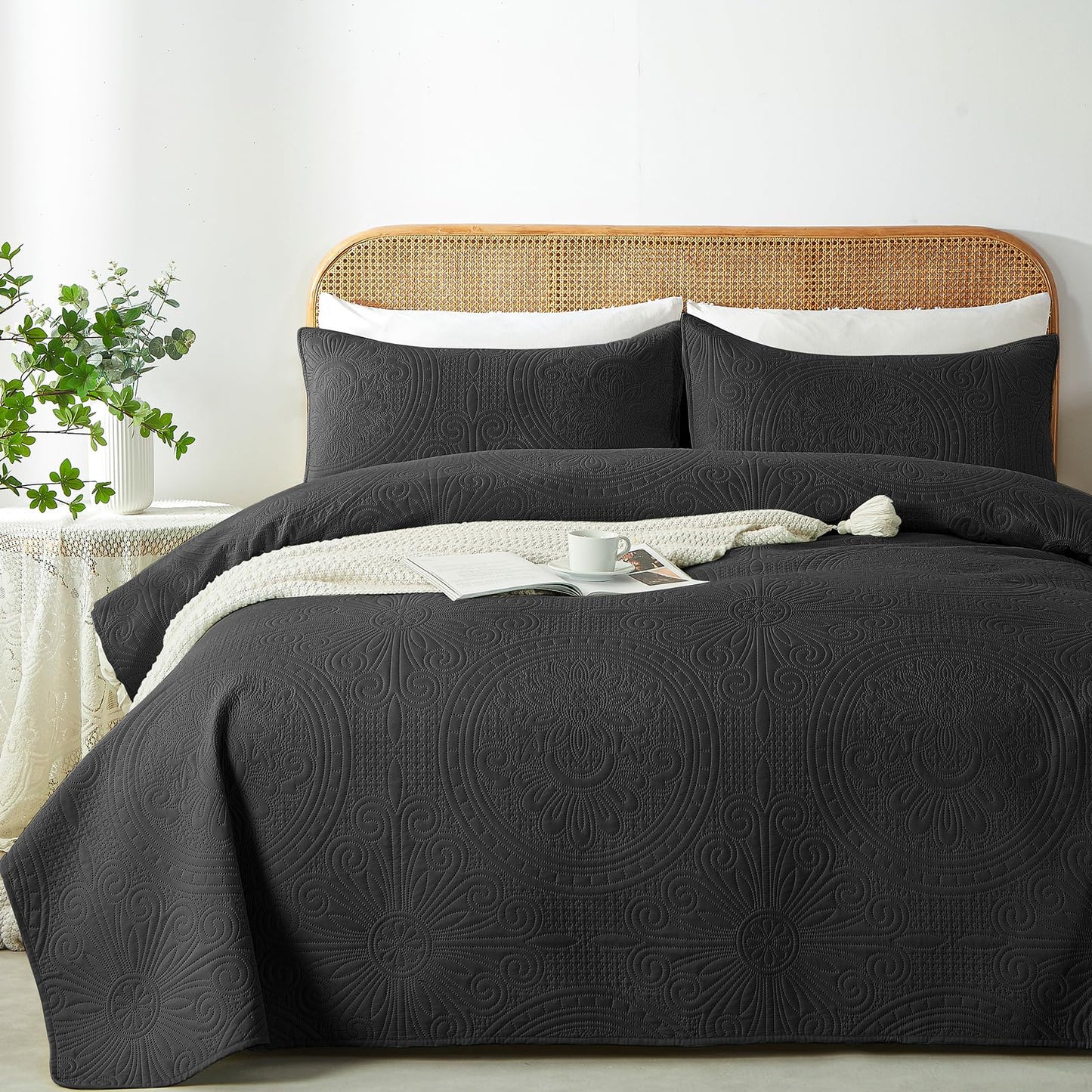 Dluxe Ave. ( TWIN ) 2 Pcs Quilt Bedding Set, Lightweight Thin Bedding Set for All Season, Black